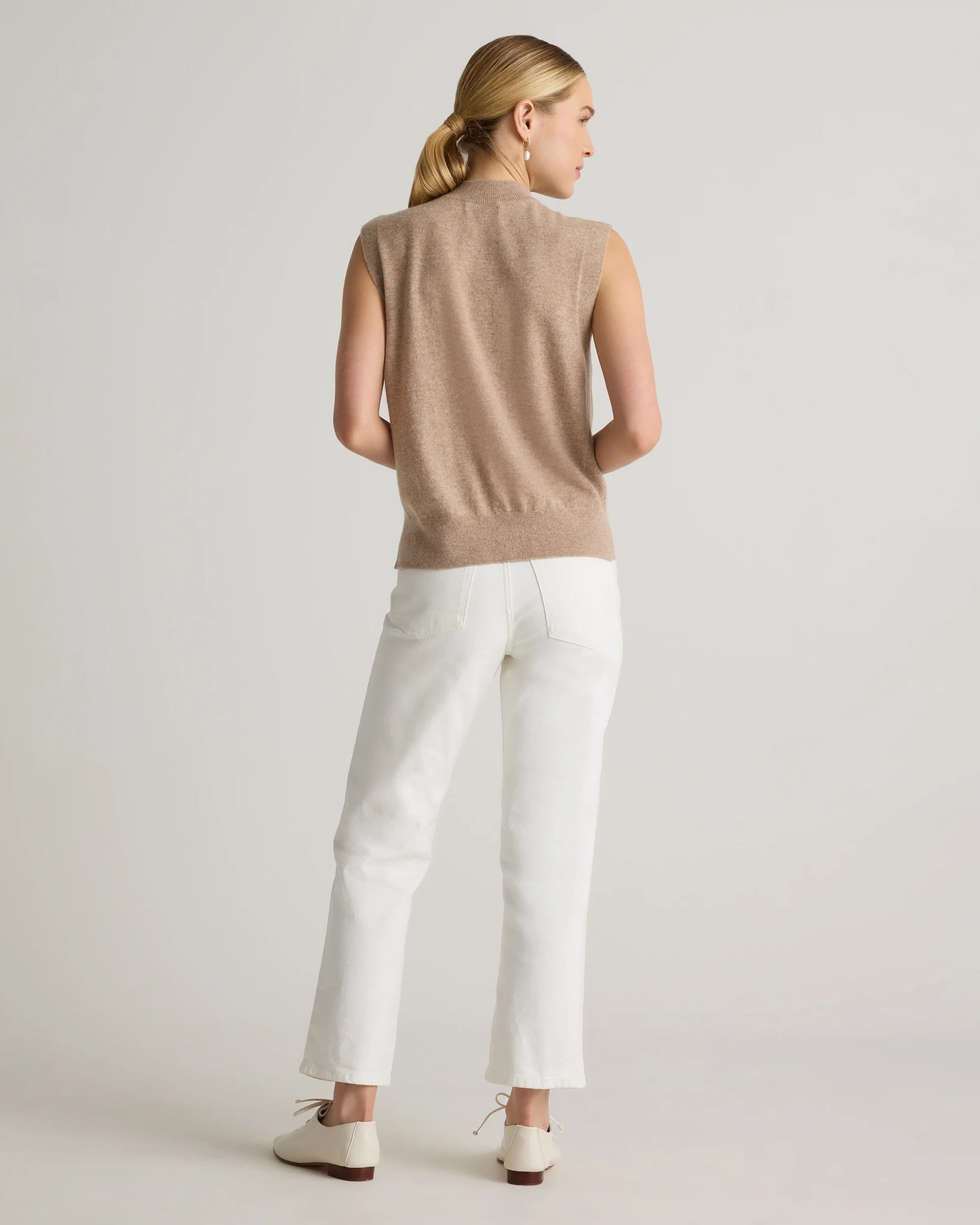 Mongolian Cashmere Mock Neck Sweater Vest - XS / Oatmeal