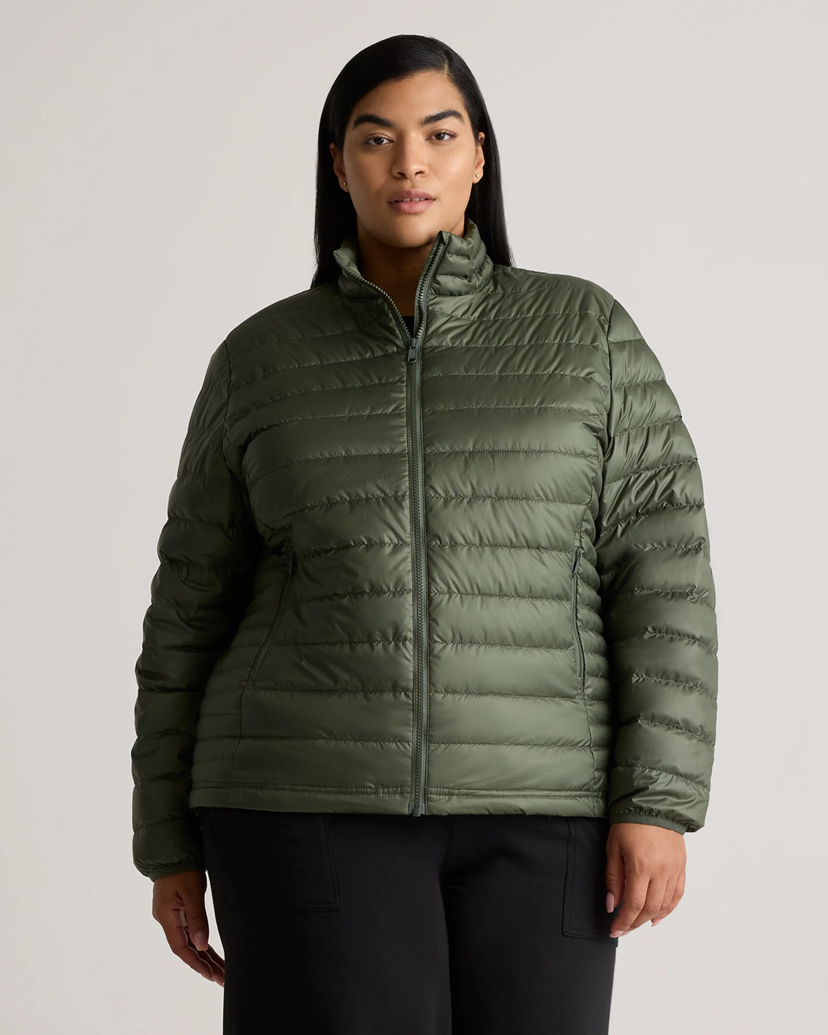 Lightweight Down Packable Puffer Jacket - 1X / Black