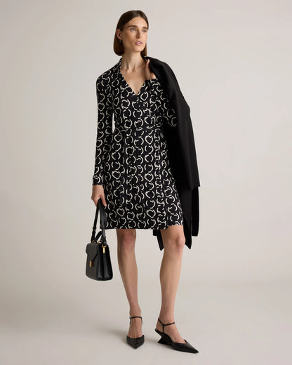 100% Silk Jersey Mini Wrap Dress - XS / Evergreen