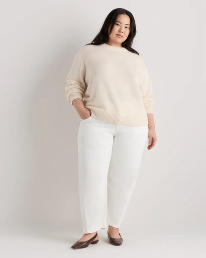 Mongolian Cashmere Oversized Crewneck Sweater - 1X / Oatmeal