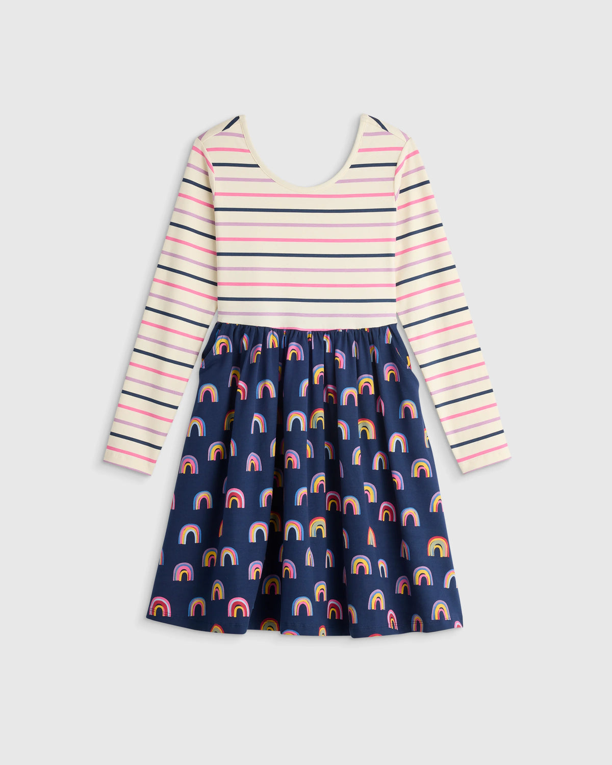 Organic Cotton Long Sleeve Skater Dress - 6 / Red Poppy Garden