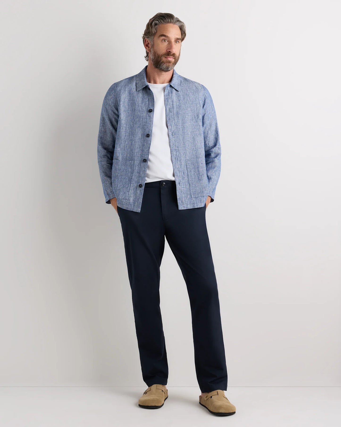100% European Linen Chore Jacket - S / Flax