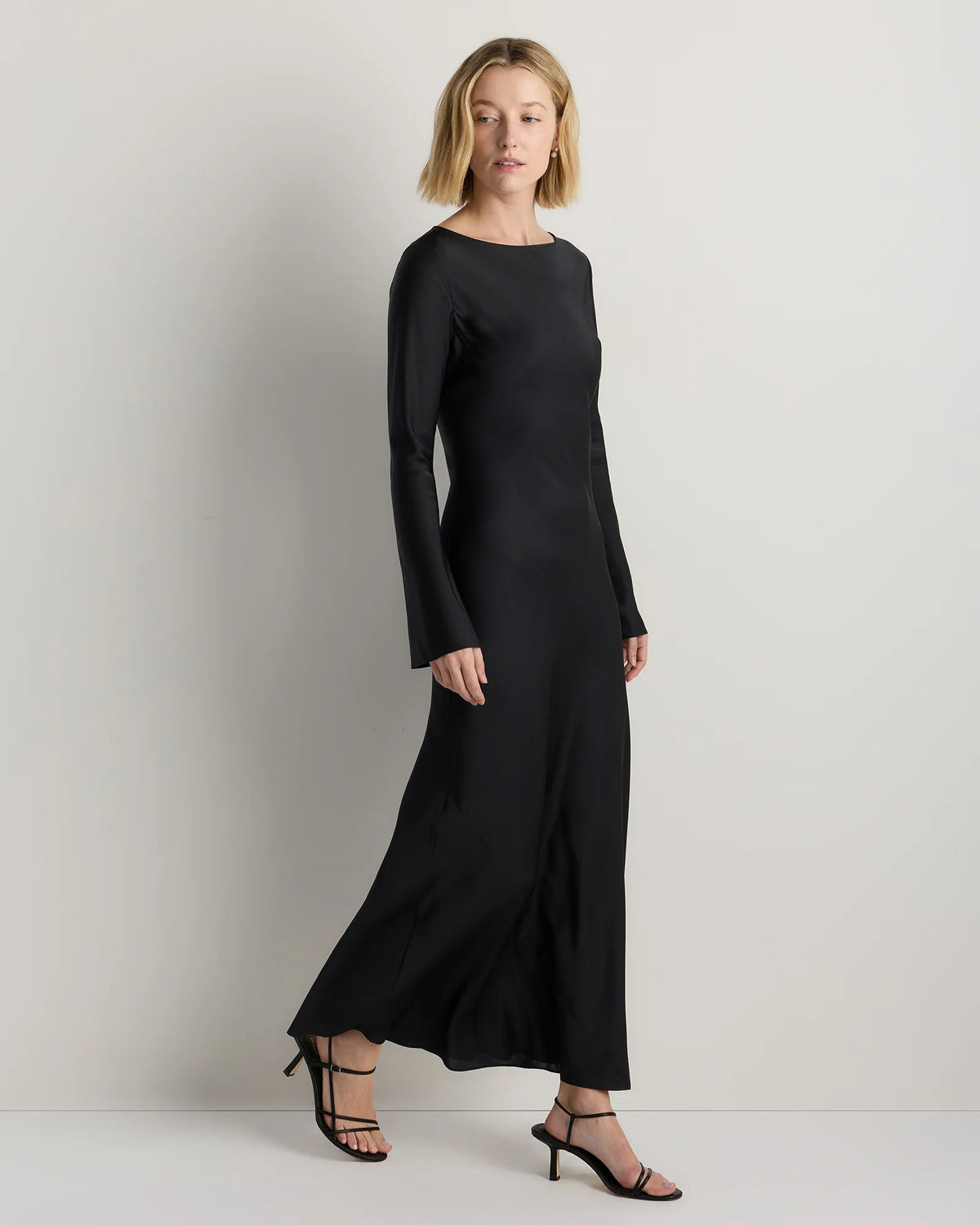 Washable Stretch Silk Long Sleeve Maxi Dress - XS / Wine Tasting Red