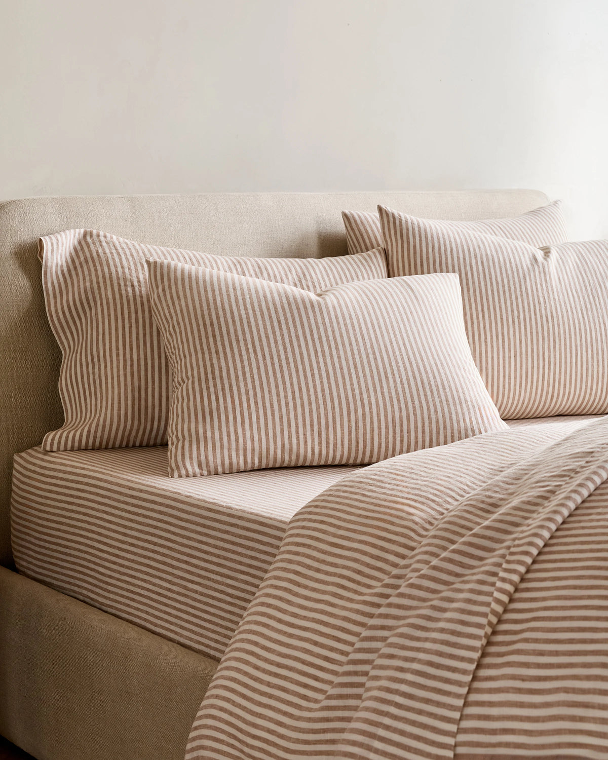 European Linen Stripe Sham Set - Standard / Natural/White Stripe