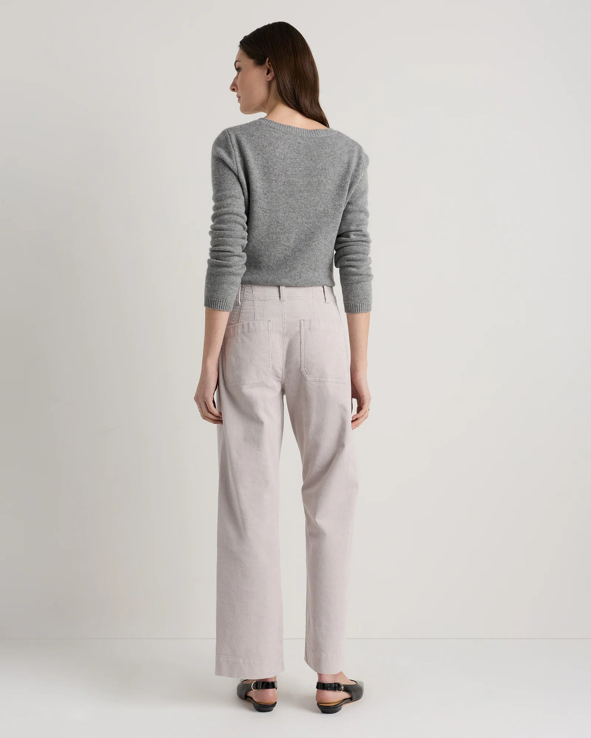 Organic Stretch Corduroy Cropped Wide Leg Pants - 0 / Black