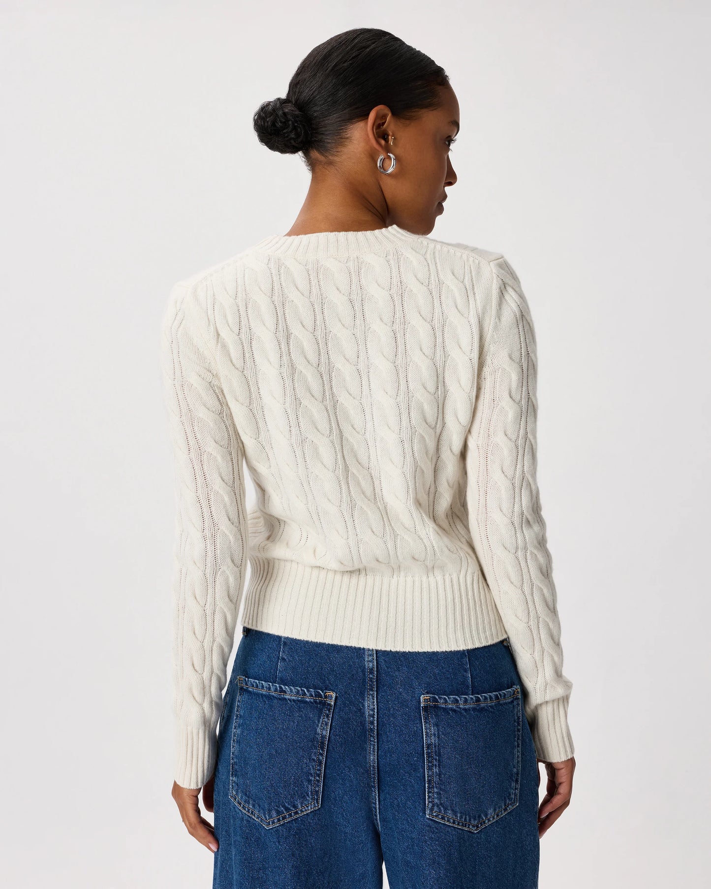 Mongolian Cashmere Shrunken Cable Crewneck Sweater - XS / Varsity Red