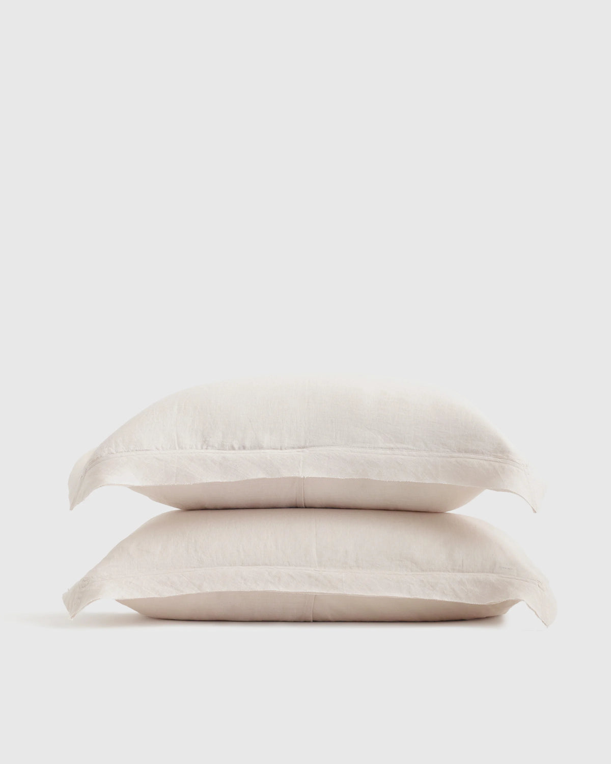 European Linen Double Flange Sham Set - Standard / White