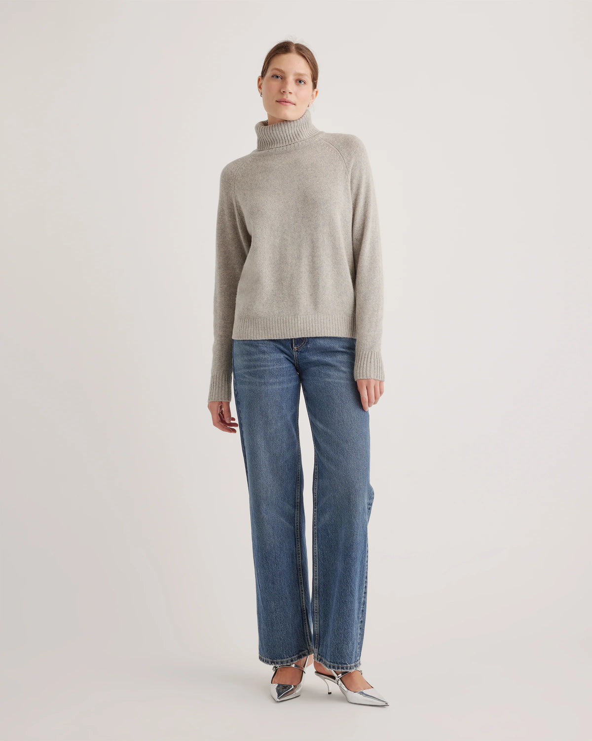 100% Yak Wool Turtleneck Sweater - XS / Heather Brown
