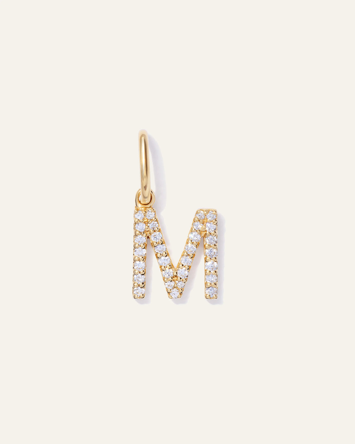 14K Gold Diamond Letter Charm - One Size / Yellow Gold