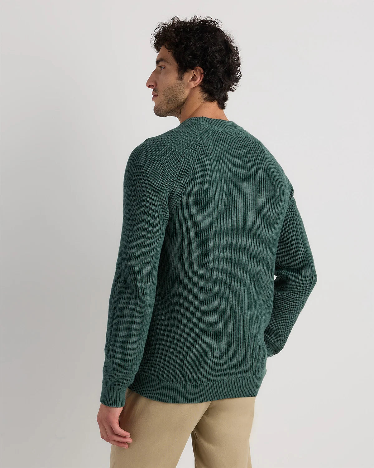 100% Organic Cotton Ribbed Crewneck Sweater - XS / Bahia Blue