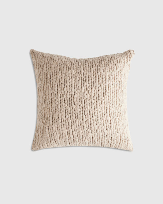 Chunky Hand Knit Wool Pillow Cover - 20x20 / Neutral