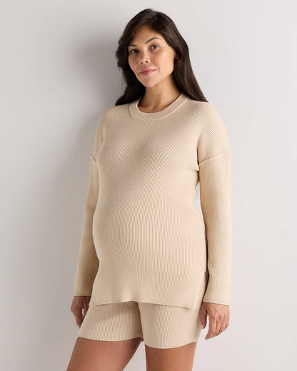 Cotton Cashmere Oversized Maternity Sweater - XS / Black
