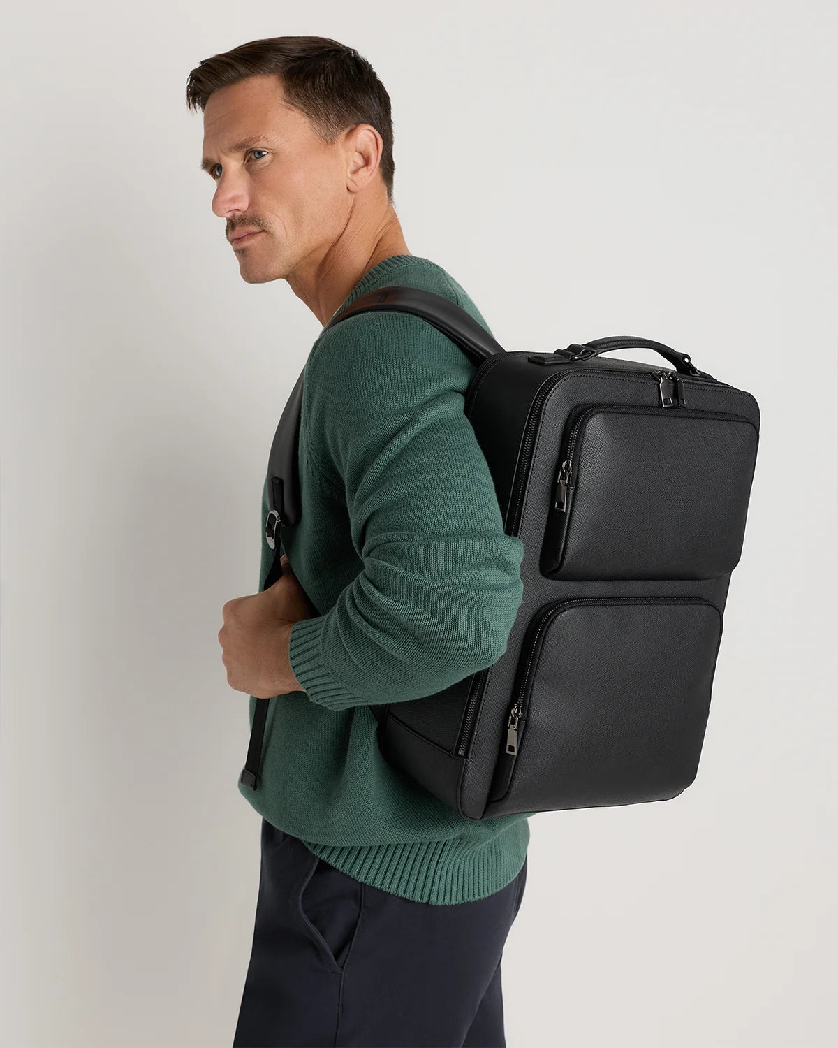 Italian Saffiano Laptop Backpack - One Size / Hickory