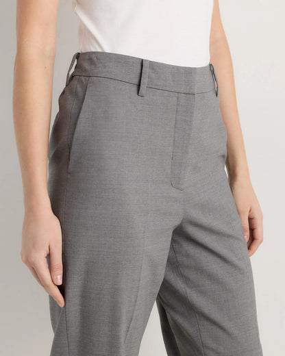 Italian Wool Slim Leg Ankle Pants - 0 / Grey Melange