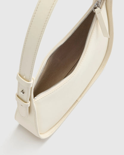 Italian Leather Asymmetrical Mini Shoulder Bag - One Size / Shell Pink