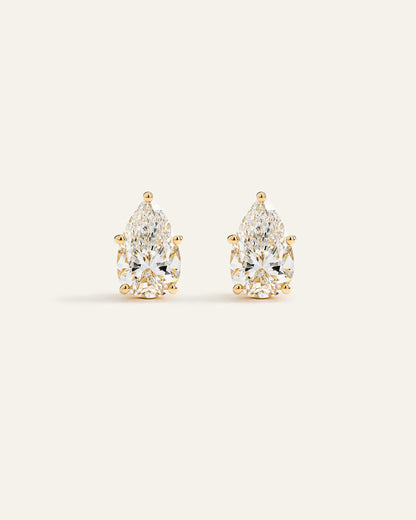 14K Gold Lab Grown Diamond Statement Pear Studs - 6ctw - One Size / Yellow Gold