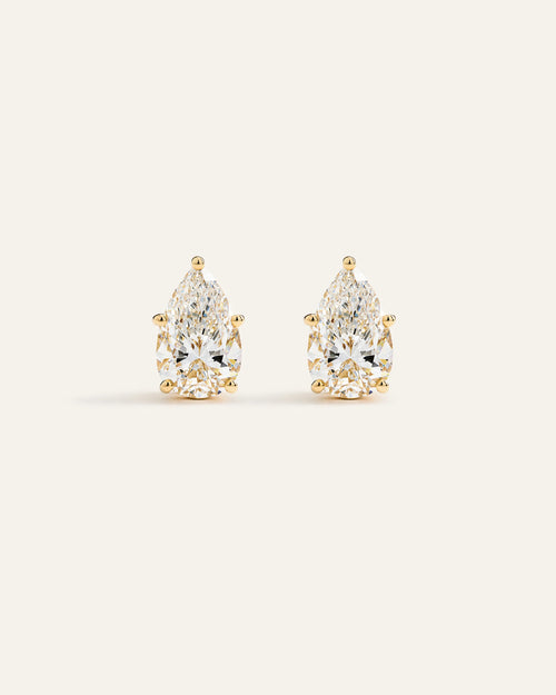 14K Gold Lab Grown Diamond Statement Pear Studs - 6ctw - One Size / Yellow Gold
