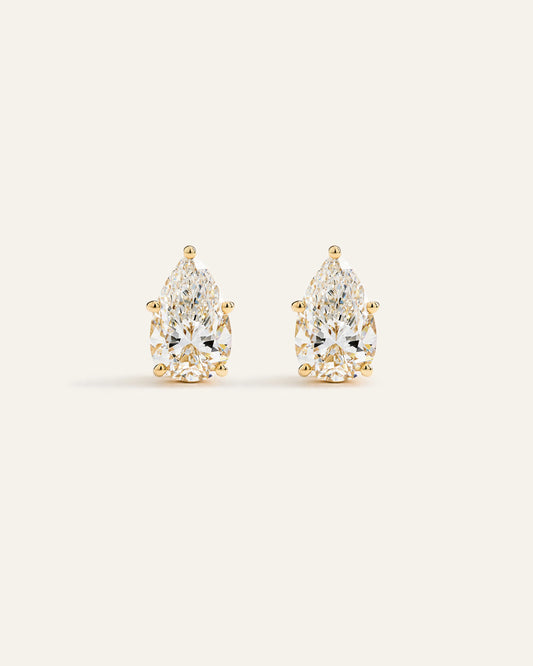 14K Gold Lab Grown Diamond Statement Pear Studs - 6ctw - One Size / Yellow Gold