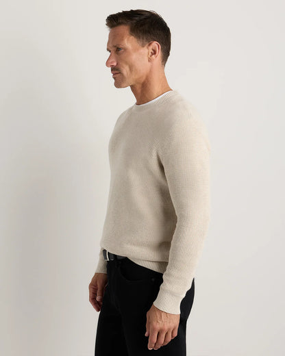 Organic Cotton Cashmere Waffle Crewneck Sweater - S / Bayberry Olive