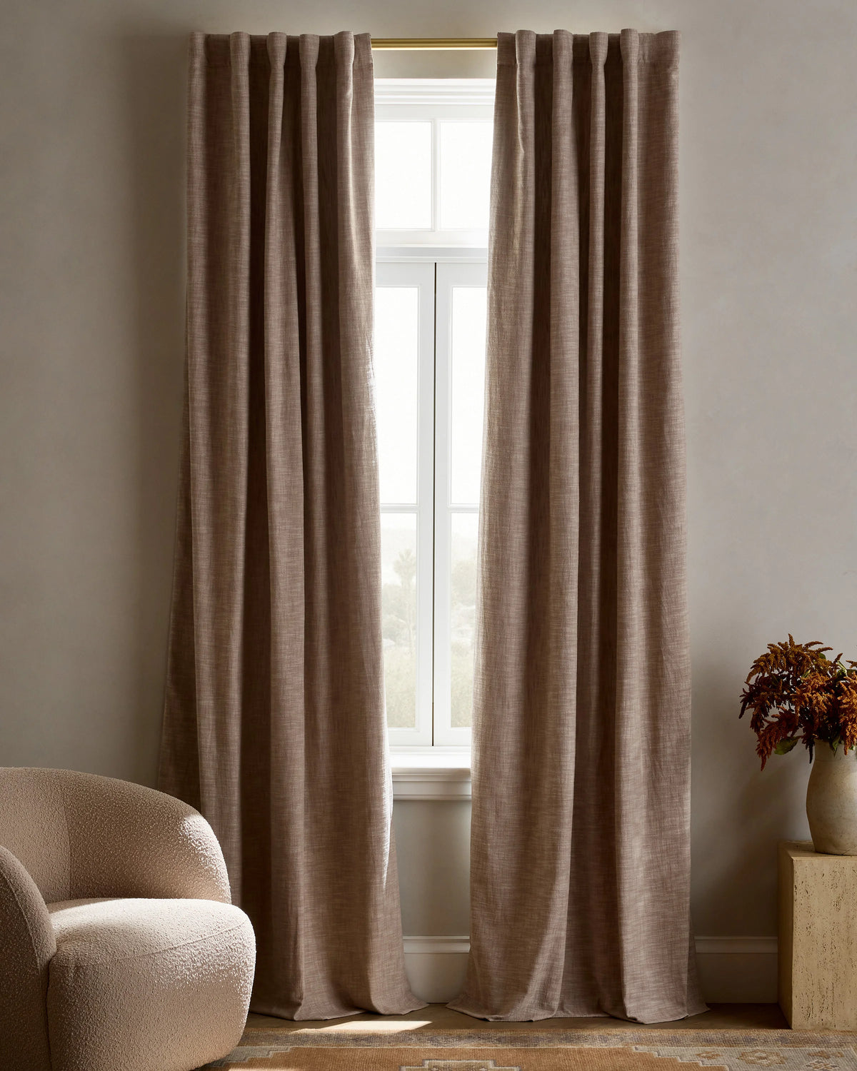 Textured Cotton Room Darkening Curtain - 48x84 / Ivory