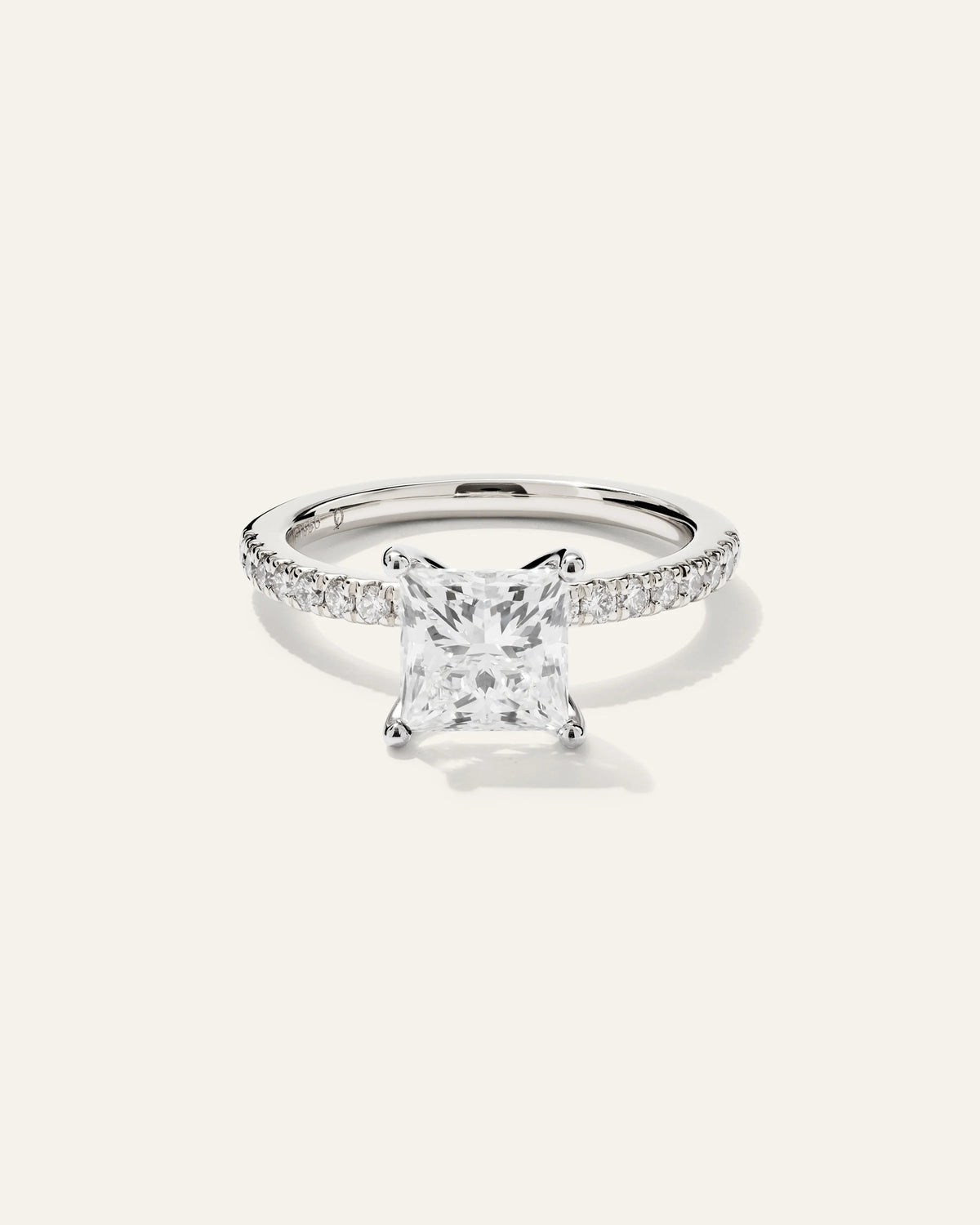 Lab Grown Diamond Princess Petite Pave Engagement Ring - 1.5ct - 4 / Yellow Gold