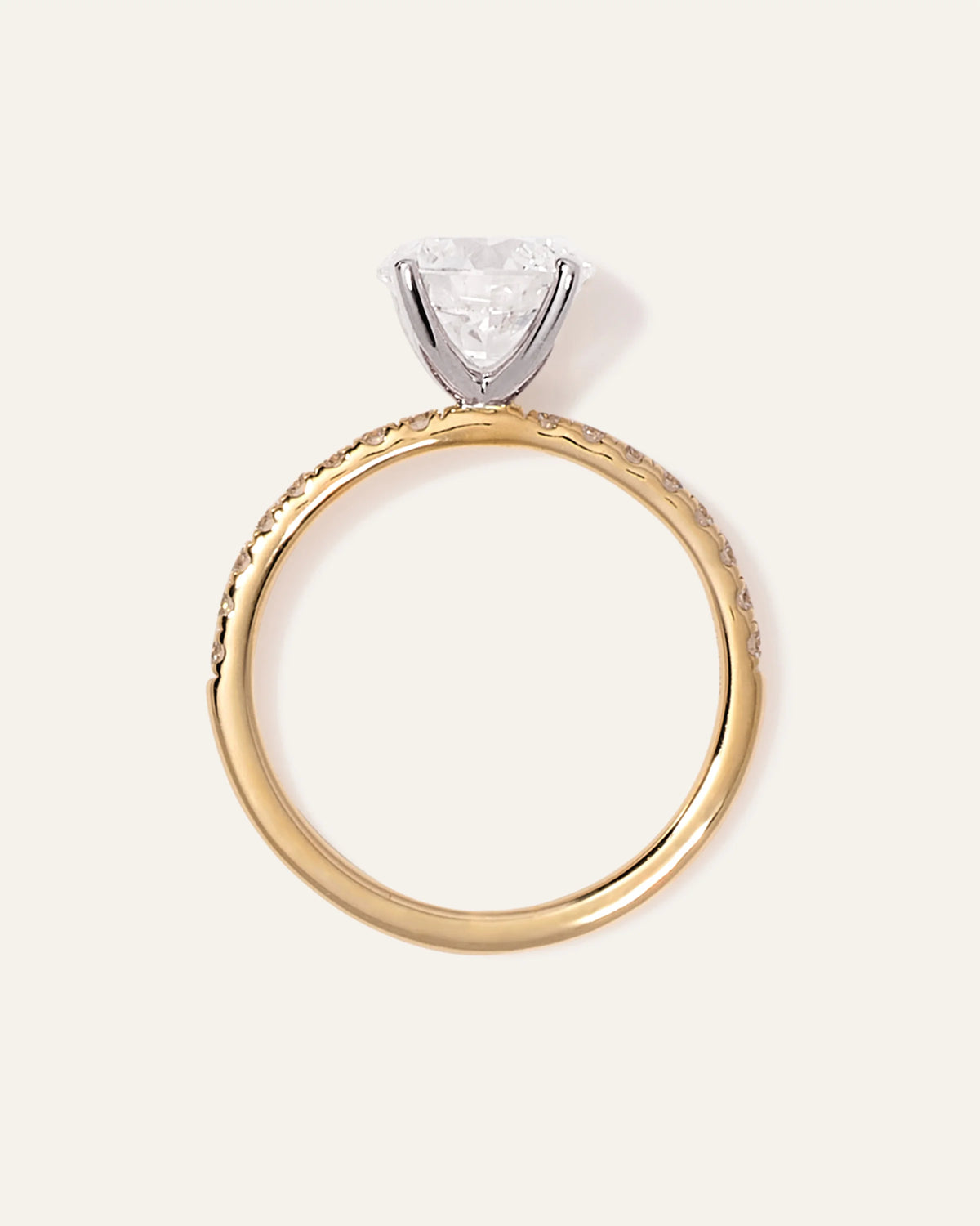 Lab Grown Diamond Round Petite Pave Engagement Ring - 2ct - 4 / Yellow Gold