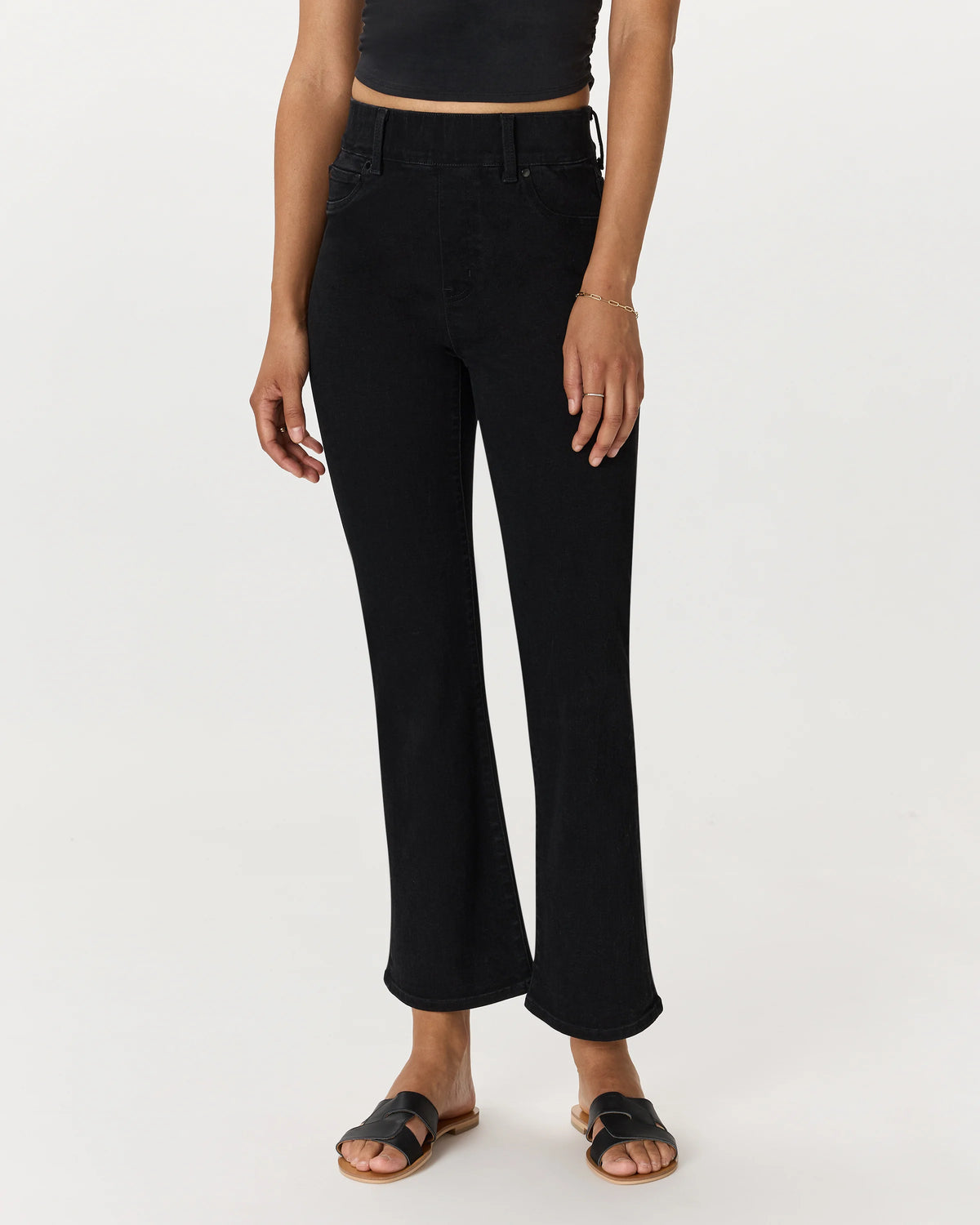 Nina Stretch Pull-On Kick Flare Jeans - XS / Raven Black