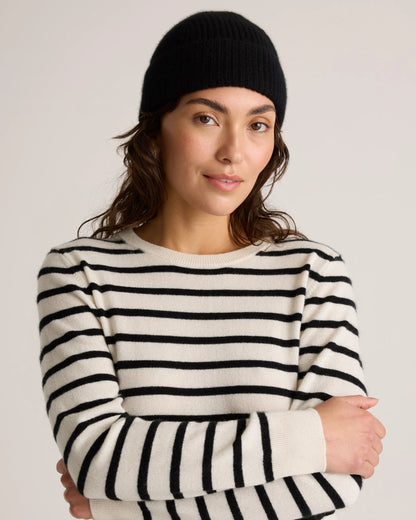 Mongolian Cashmere Ribbed Beanie - XS/S / Heather Charcoal