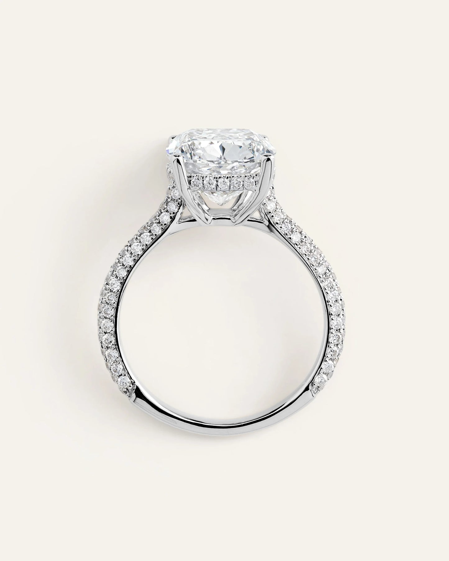 Lab Grown Diamond Elongated Cushion Pave Cathedral Engagement Ring - 5ct - 4 / Yellow Gold