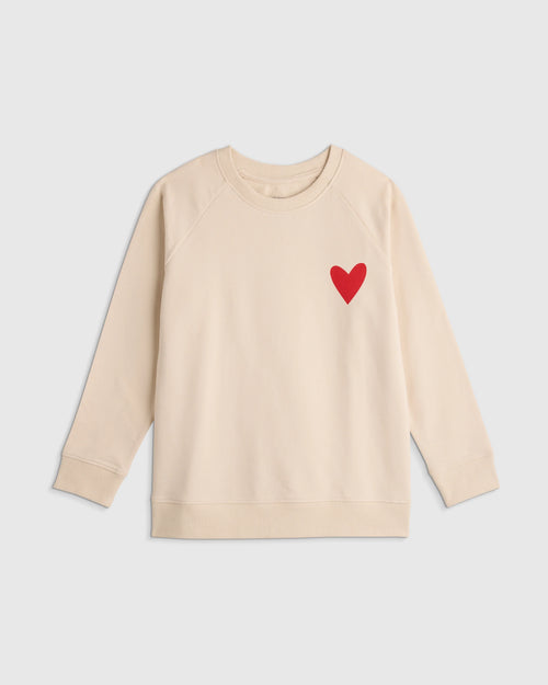 Organic Cotton French Terry Crew Neck Sweatshirt - 6 / Heart Graphic