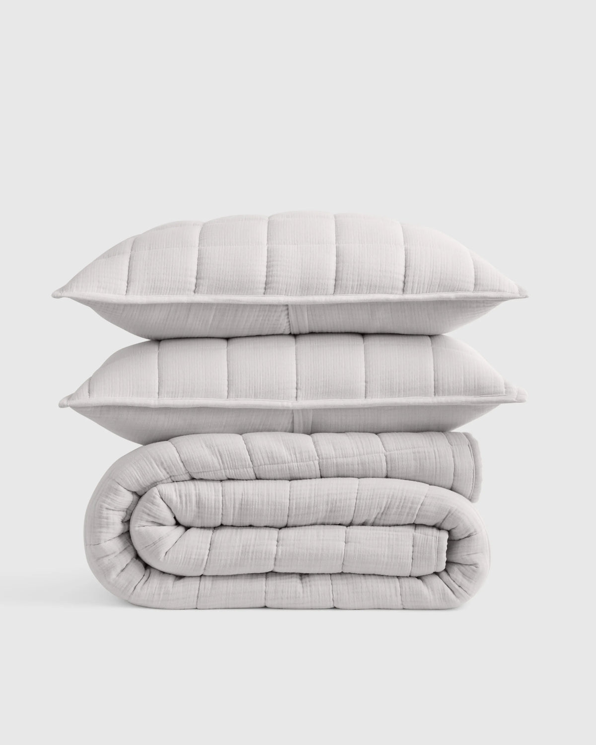 Organic Cotton Gauze Box Quilt Set - Twin / Mineral