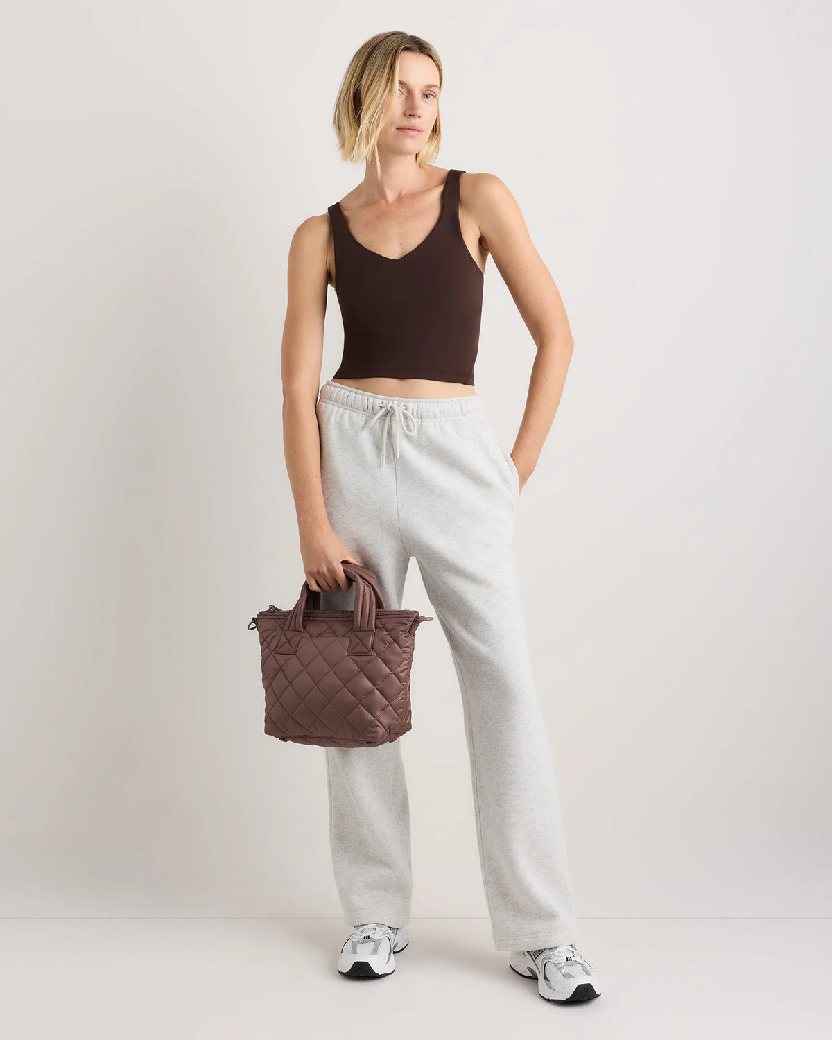 Transit Quilted Small Crossbody Tote - One Size / Taupe Brown
