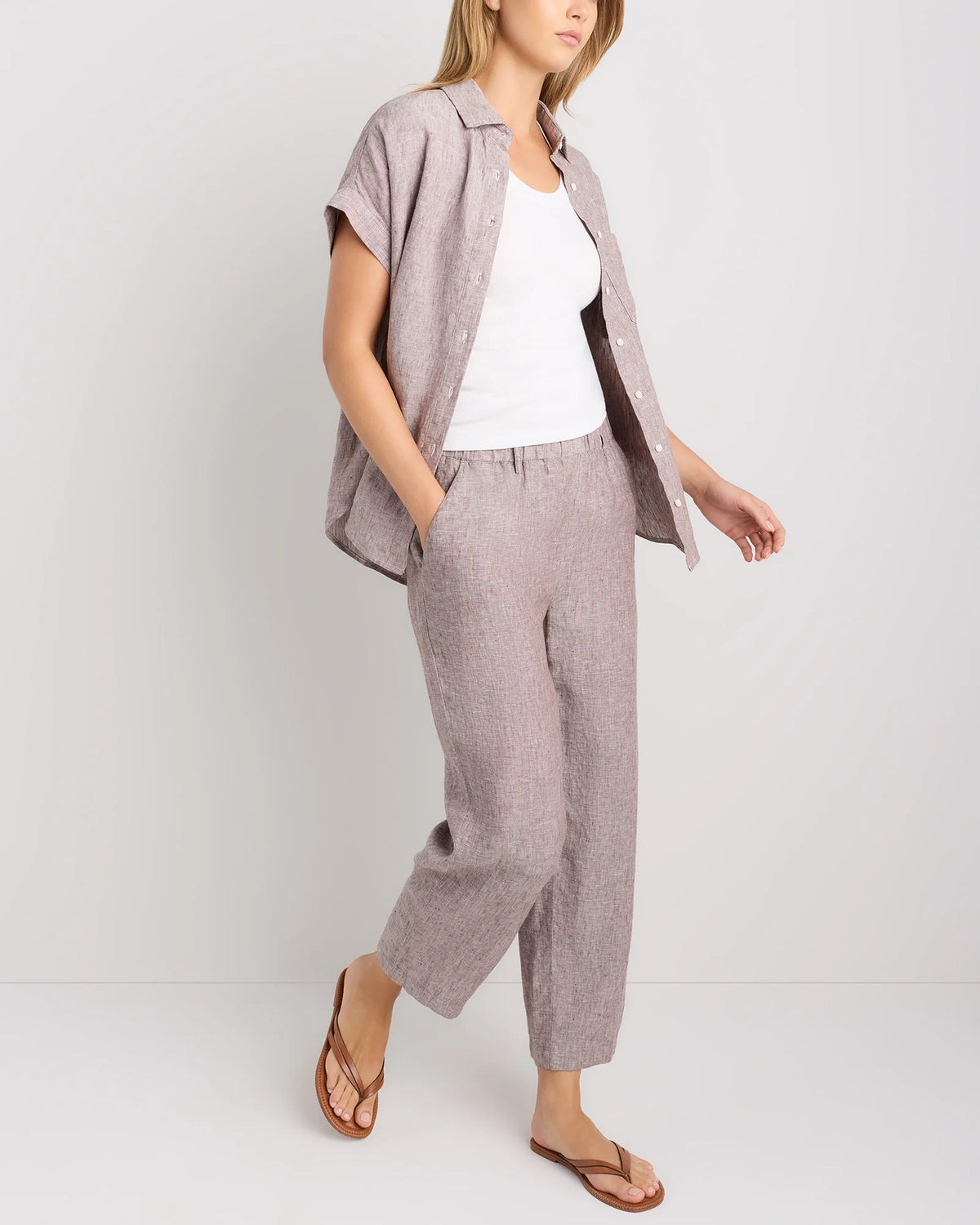 100% European Linen Pants - XS / White