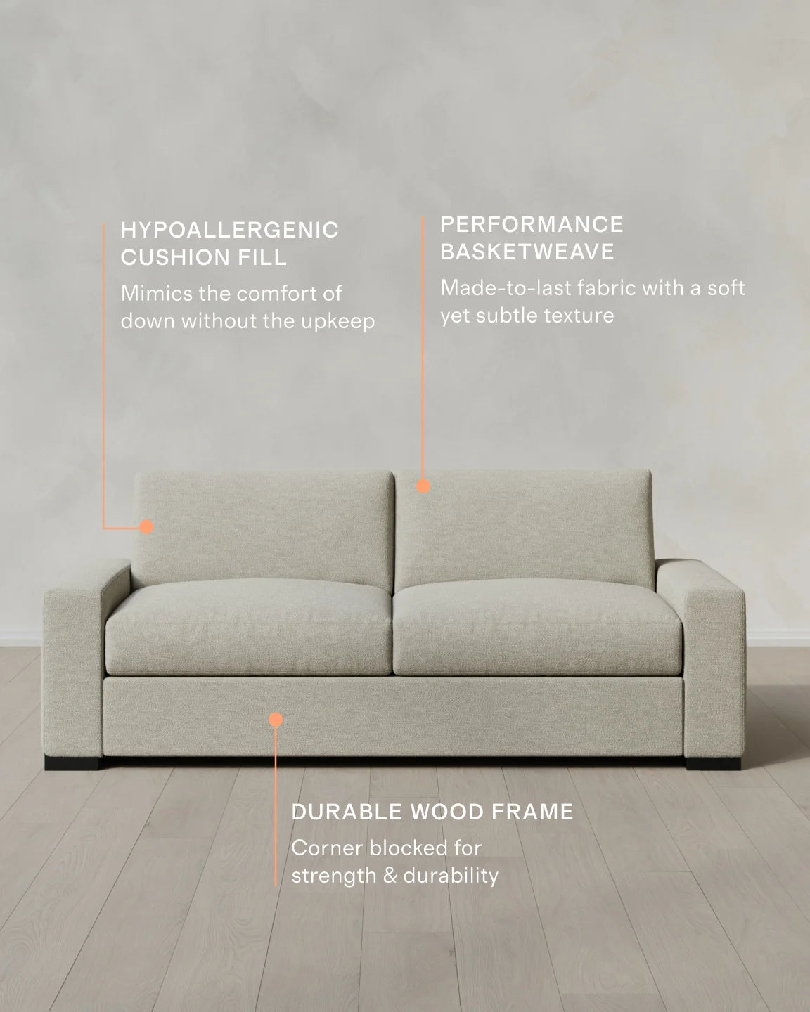 Stillman Sofa in Performance Basketweave - 7ft / Flax
