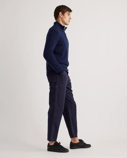 Mongolian Spring Cashmere Quarter Zip Sweater - S / Navy