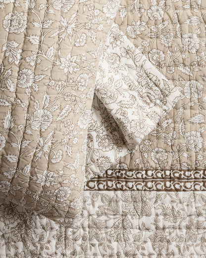 Organic Cotton Block Print Quilt Set - Twin / Green