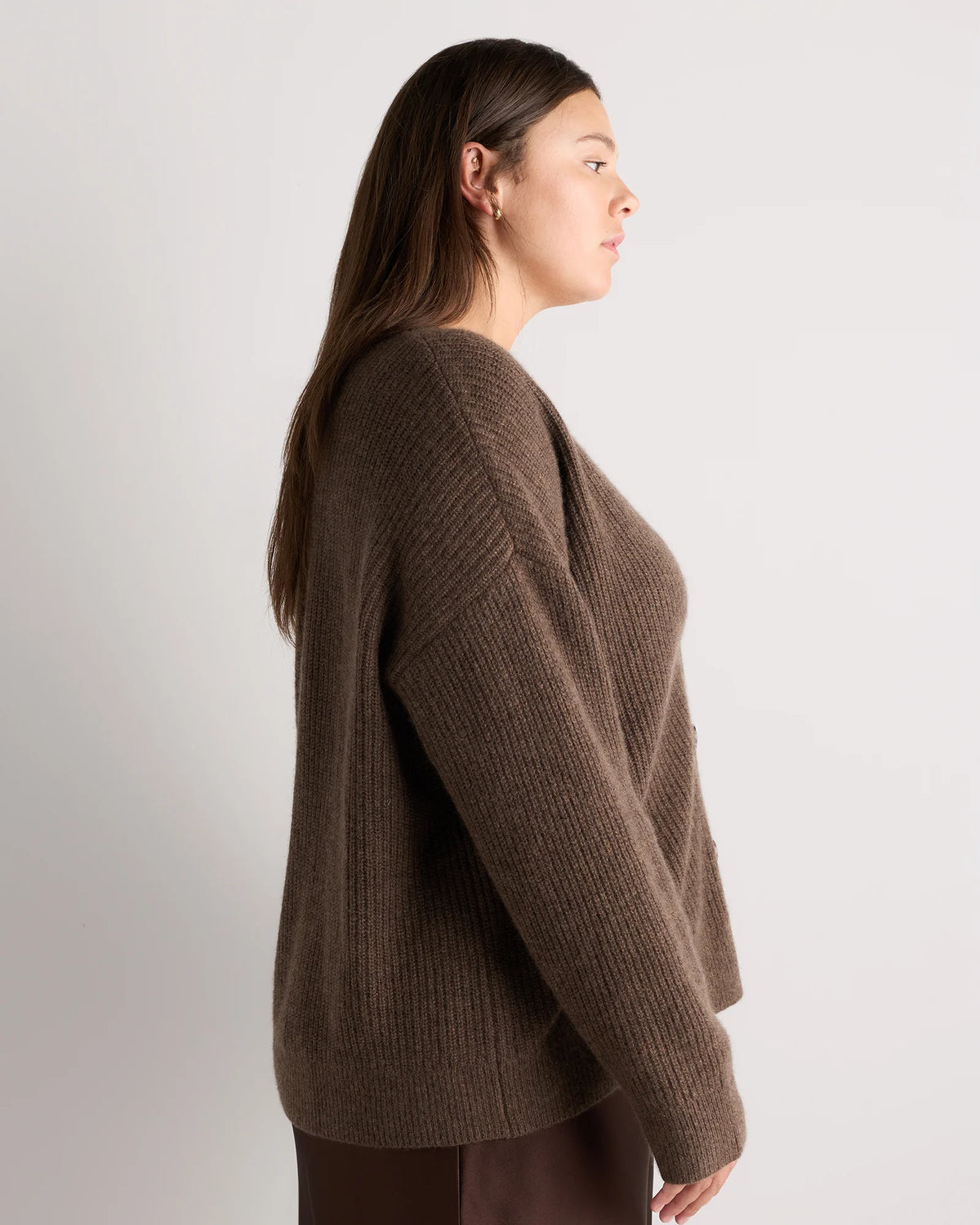 Mongolian Cashmere Fisherman Boxy Cropped Cardigan Sweater - 1X / Black