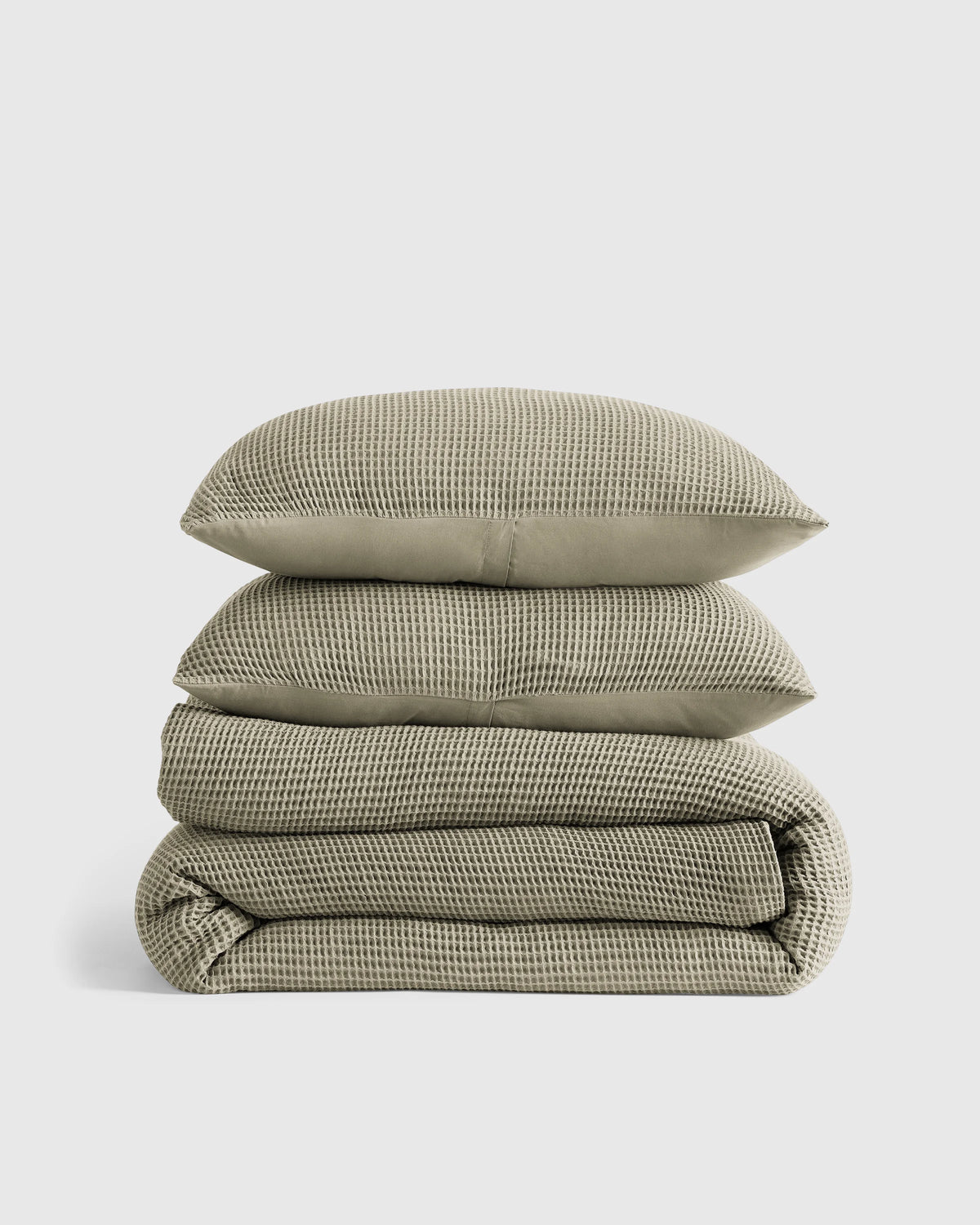 Organic Waffle Duvet Cover Set - Twin / White
