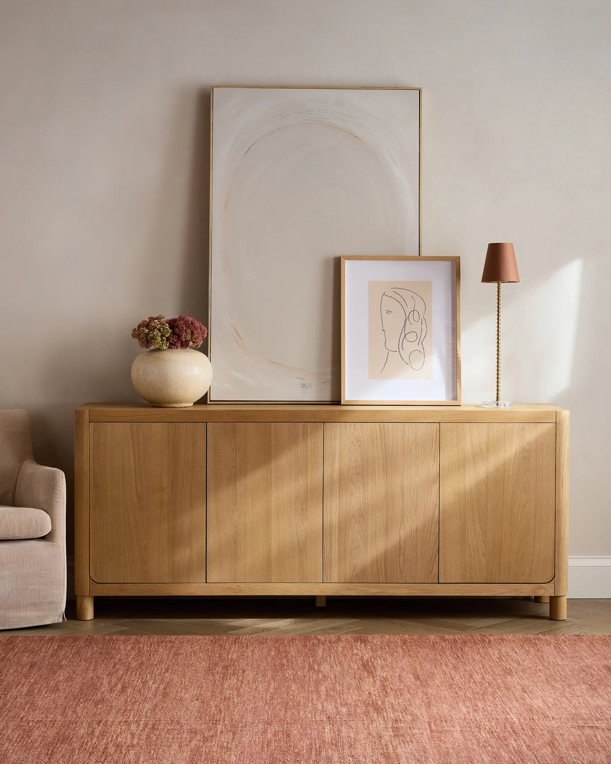 Rustic Oak Sideboard - One Size / Natural