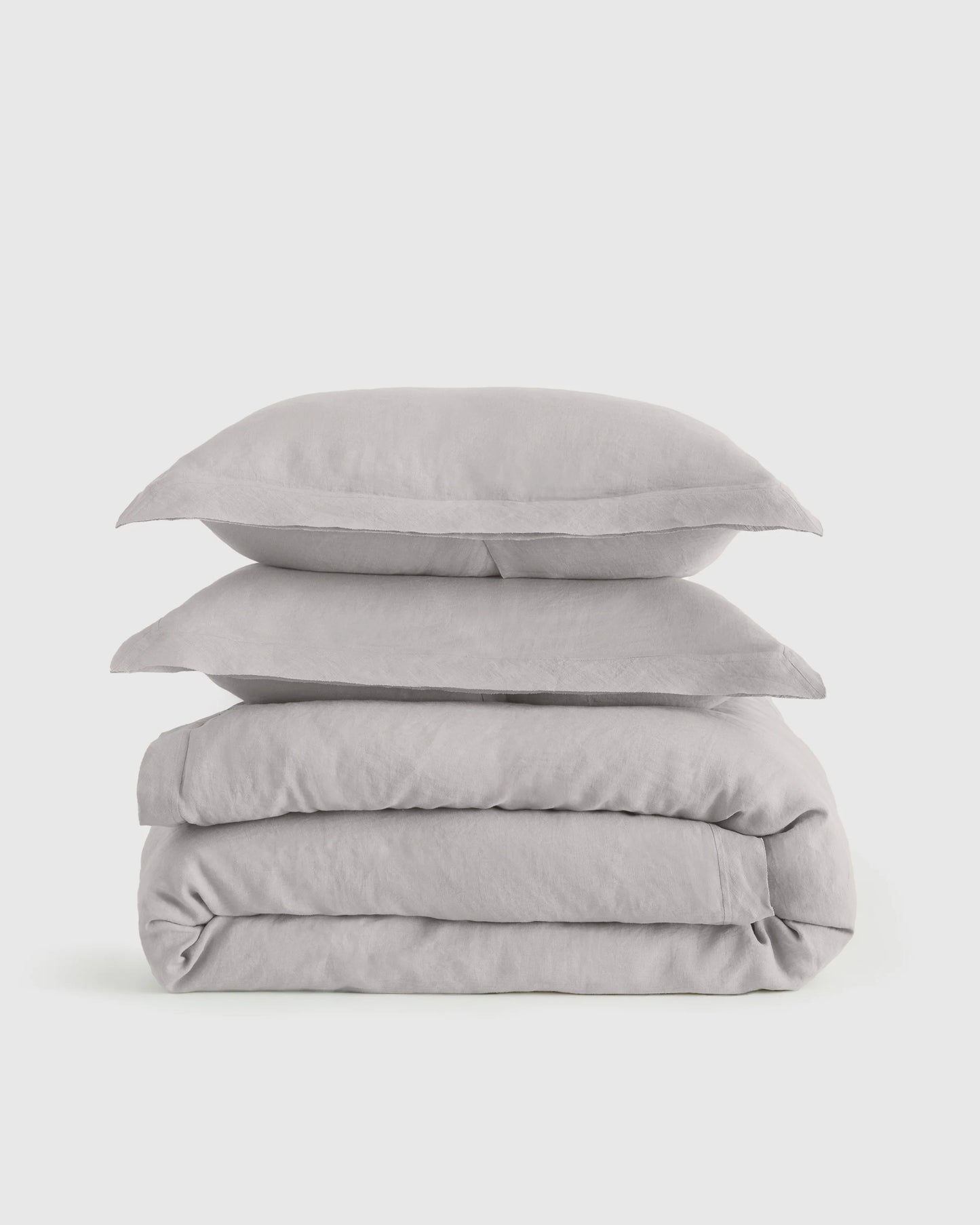 European Linen Double Flange Duvet Cover Set - Twin / Dusty Olive