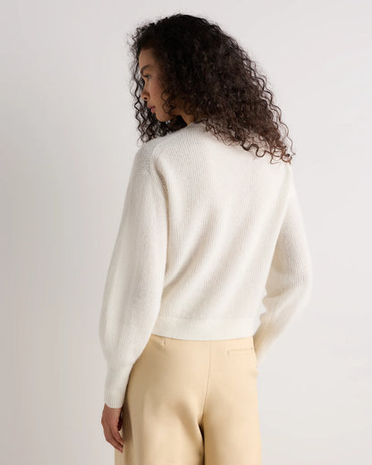 Lightweight Baby Alpaca Cropped V-Neck Cardigan - XS / Smoked Charcoal