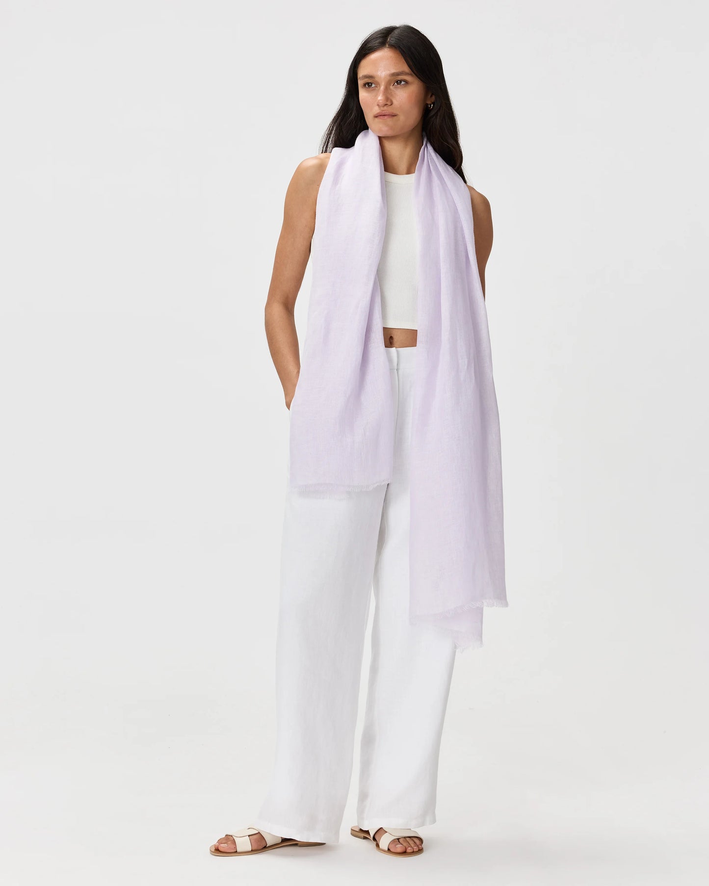 100% European Linen Scarf - One Size / Porcelain Blue