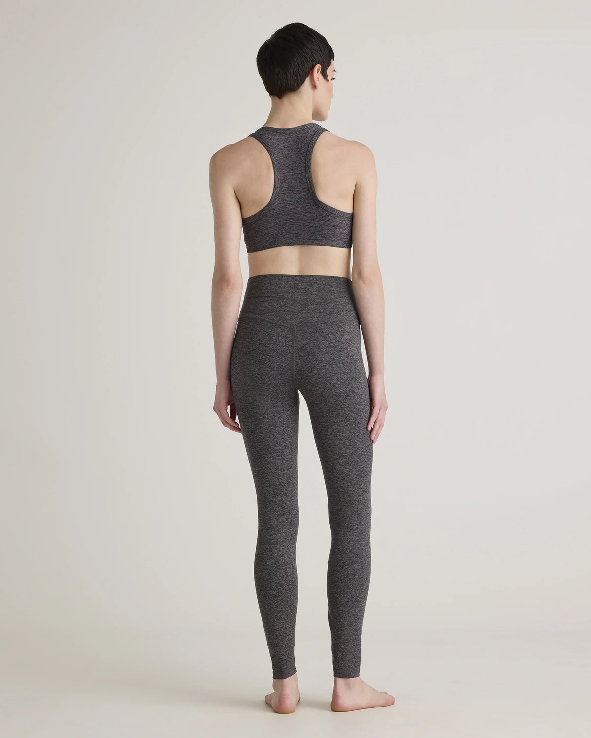 Ultra-Soft V-Neck Racerback Bra - XS / Heather Black