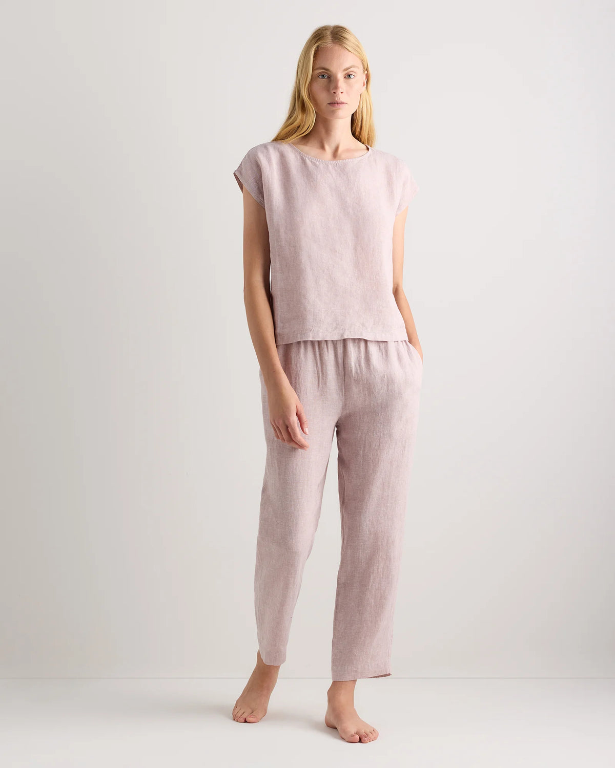 100% European Linen Pajama Set - XS / French Blue