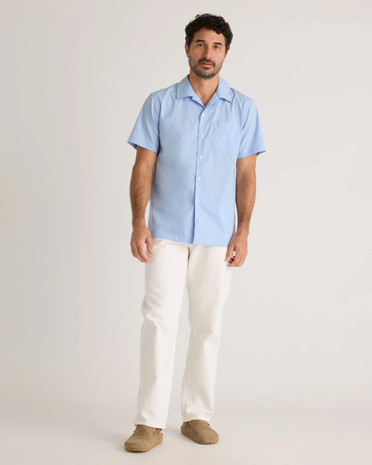 Organic Cotton Stretch Poplin Camp Shirt - S / White