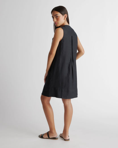 100% European Linen Sleeveless Swing Dress - XS / Classic Mini Gingham
