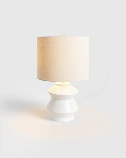 Geometric Ceramic Table Lamp - One Size / White
