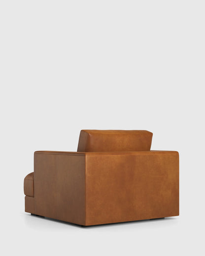 Sierra Curved Arm Accent Chair in Leather - One Size / Scotch