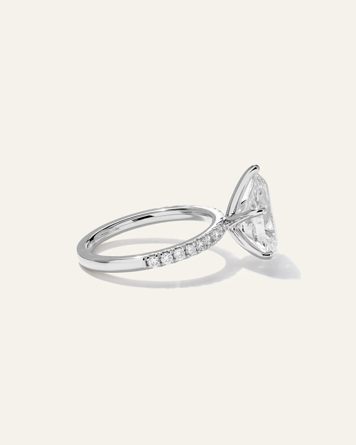 Lab Grown Diamond Pear Petite Pave Engagement Ring - 3ct - 4 / Yellow Gold