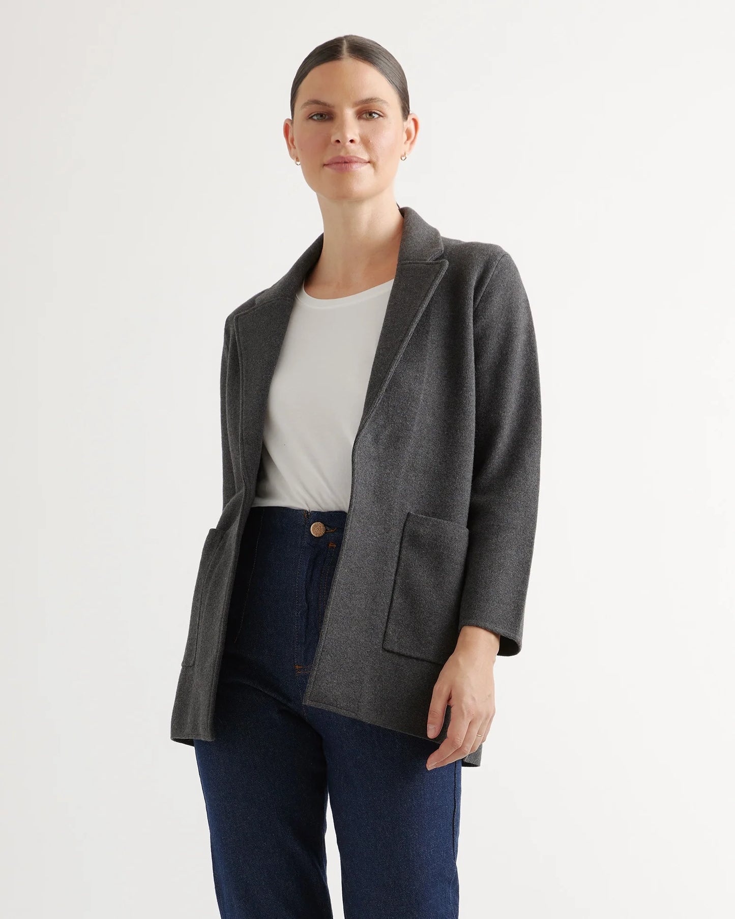 100% Organic Cotton Knit Blazer - XS / Heather Dove Grey